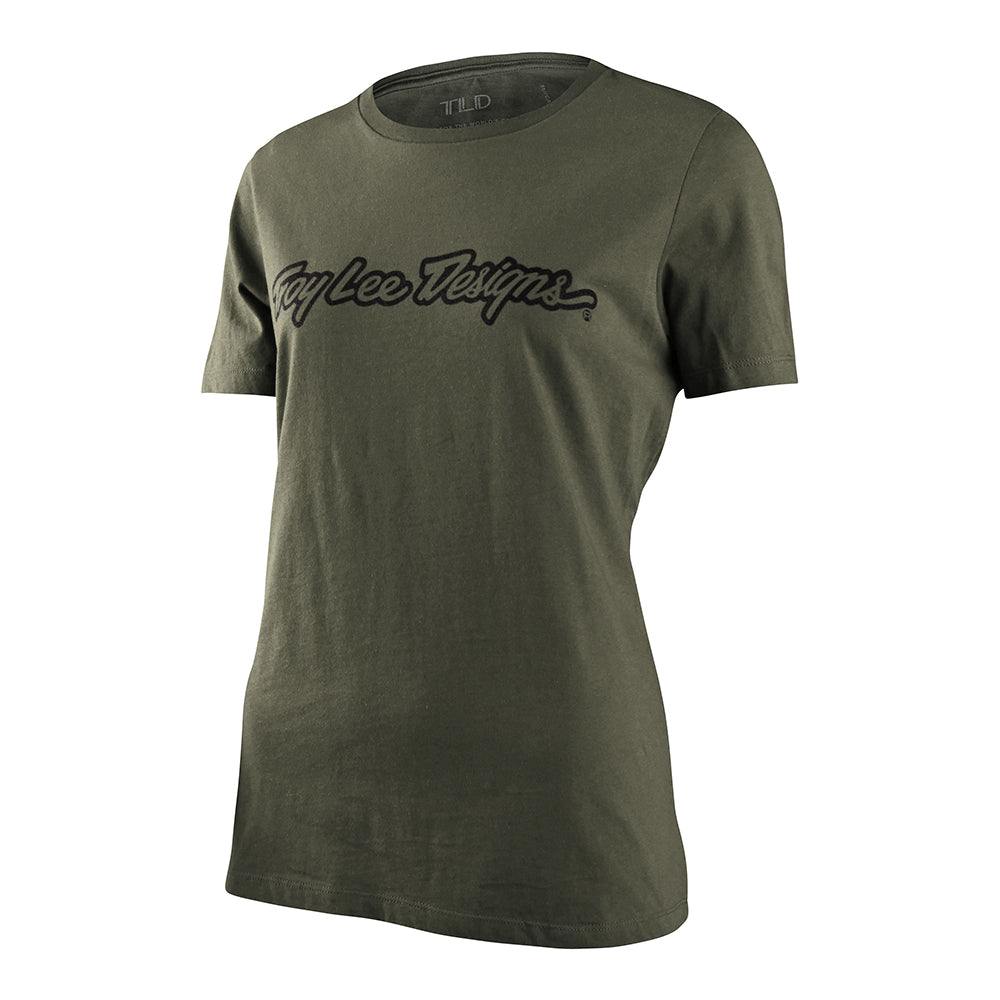 Wmns Kurzarm Tee Signature Military Grün