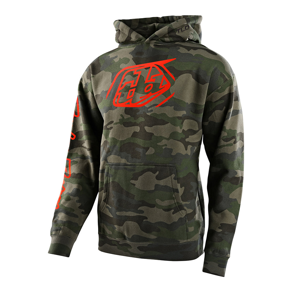 Kinder Pullover Hoodie Cropped Abzeichen Wald Camo