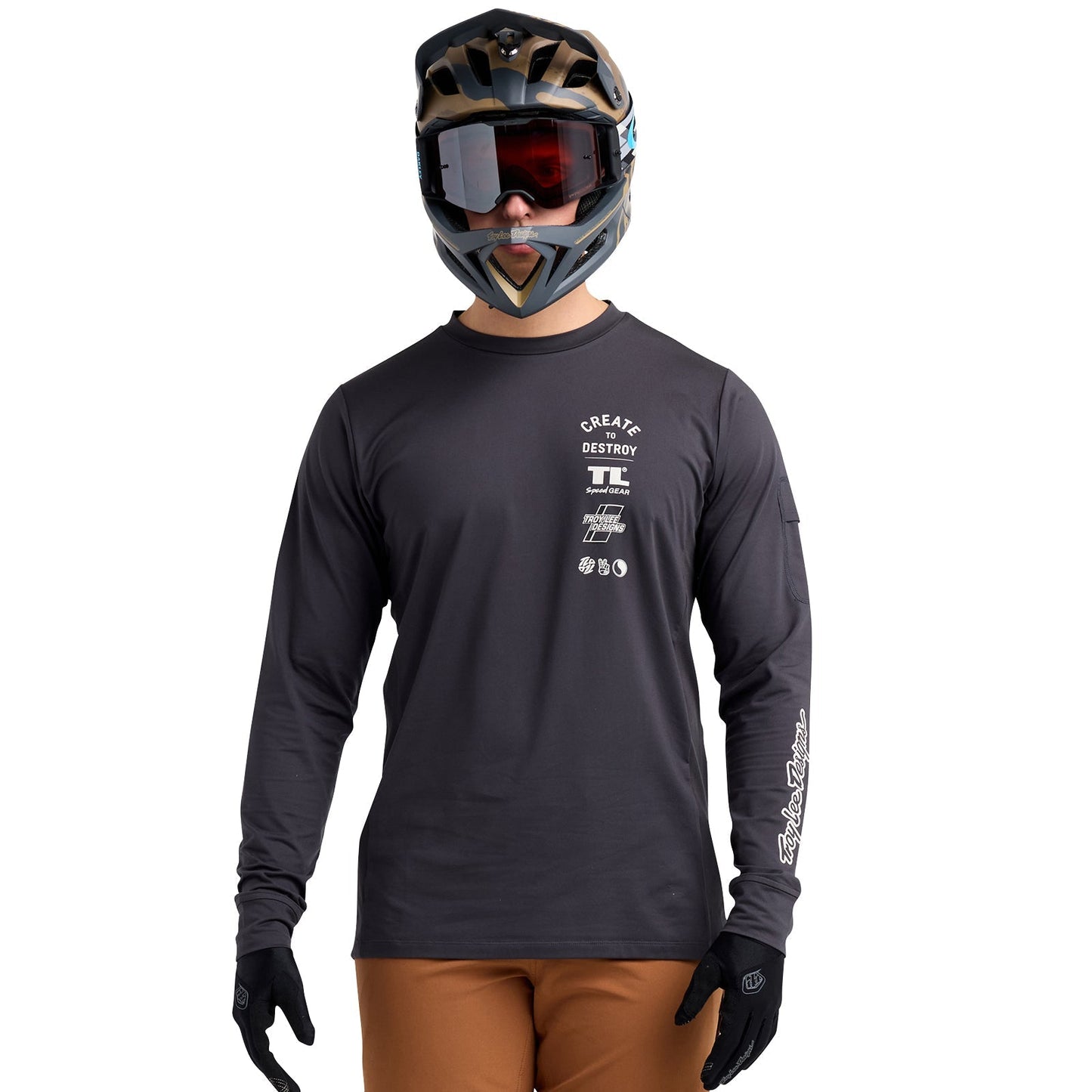 TLD Ruckus Long Sleeve Ride Tee Destroy Carbon