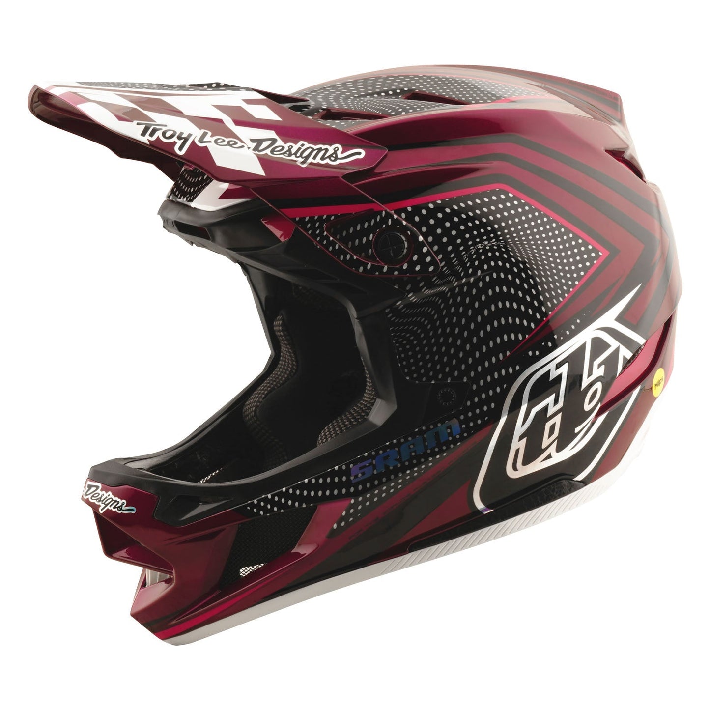 Casque D4 Carbon avec MIPS Troy Lee Designs X SRAM Radioscape Noir/Berry