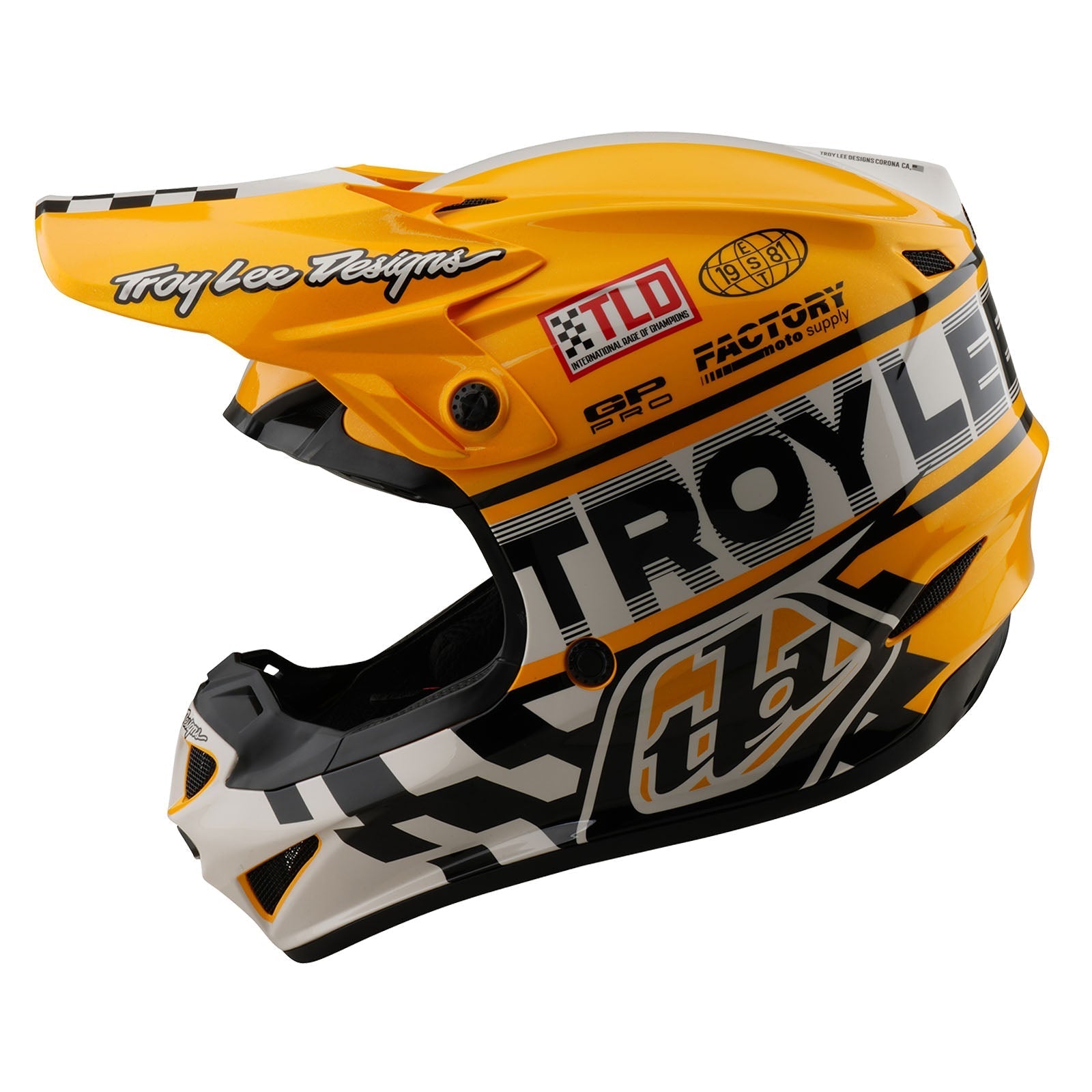 TLD Youth GP Pro Helmet W/MIPS Fifty-50 White / Gold