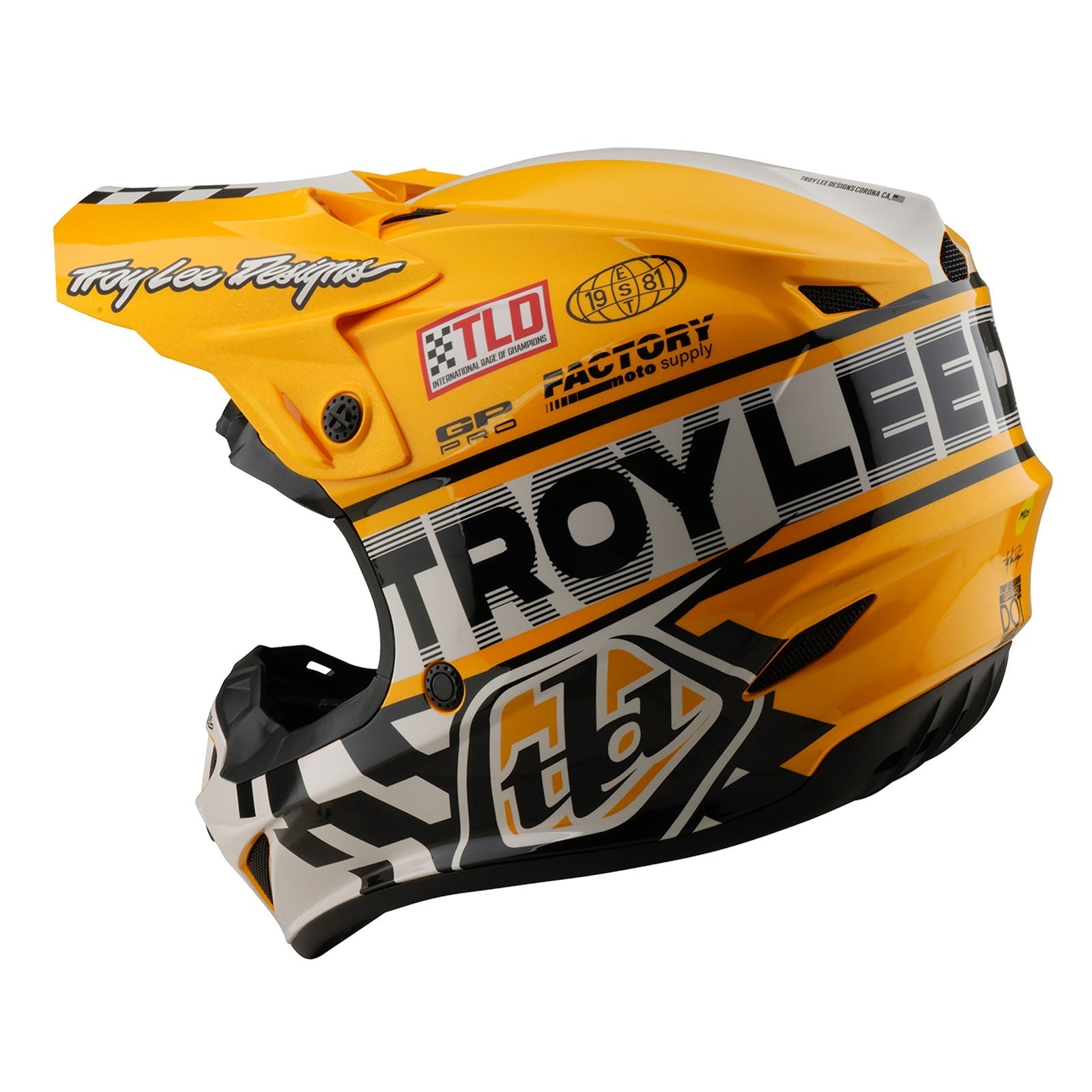 TLD Youth GP Pro Helmet W/MIPS Fifty-50 White / Gold
