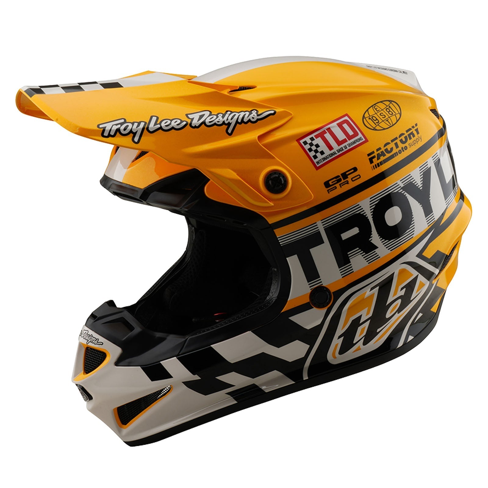 TLD Youth GP Pro Helmet W/MIPS Fifty-50 White / Gold