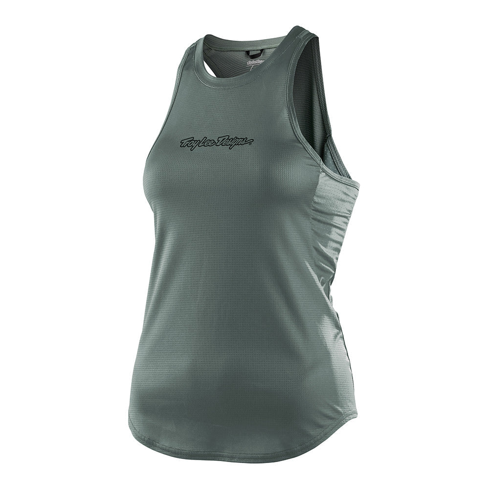 Womens Luxe Tank Top Solid Steel Green