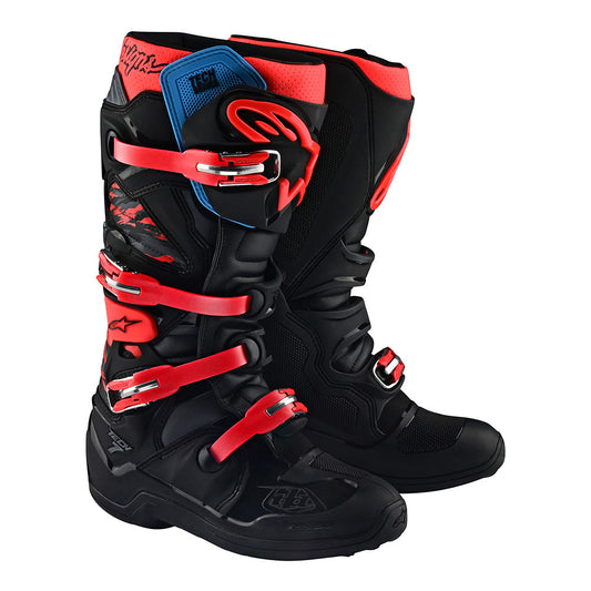 Troy Lee Alpinestars Tech 7 MX Boot Solid Black / Rocket Red