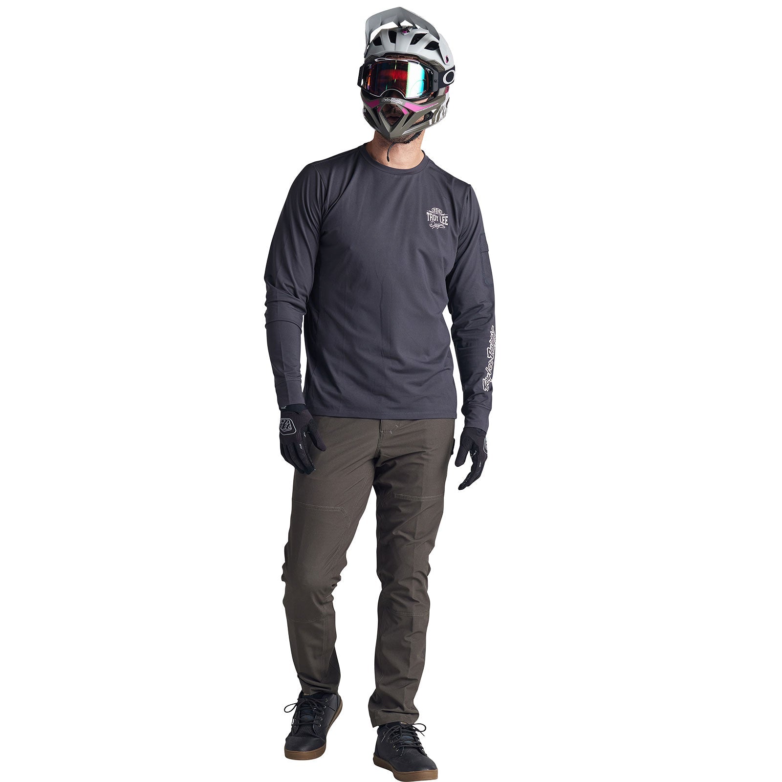 Troy Lee Ruckus Long Sleeve Ride Tee Bolts Carbon