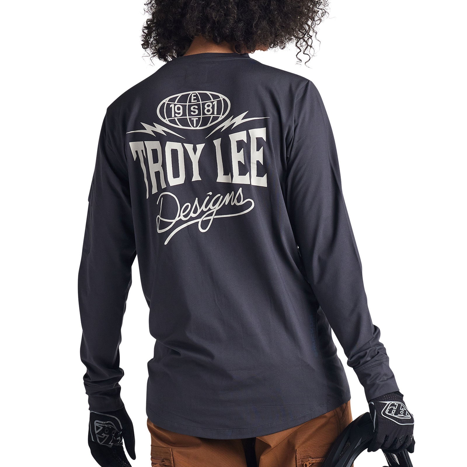 Troy Lee Ruckus Long Sleeve Ride Tee Bolts Carbon