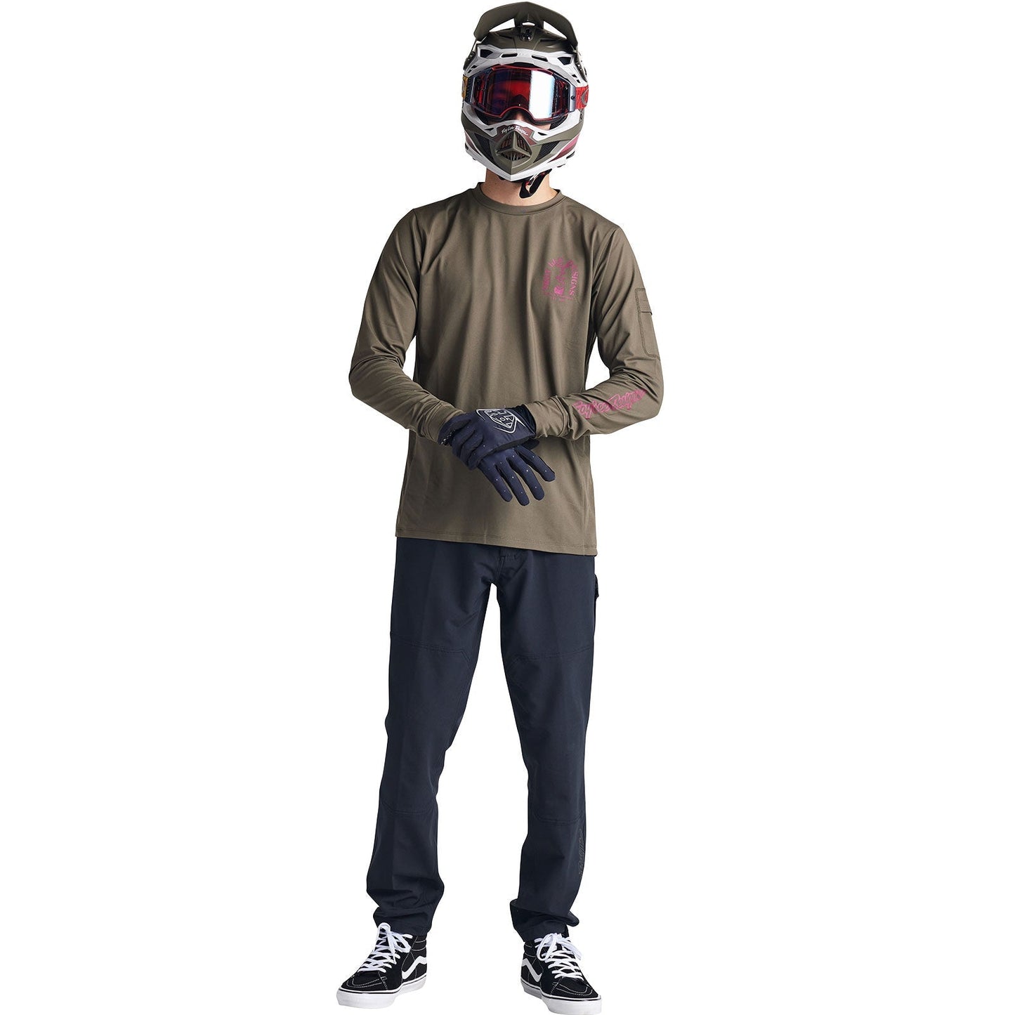 Troy Lee Ruckus Long Sleeve Ride Tee Fangs Olive