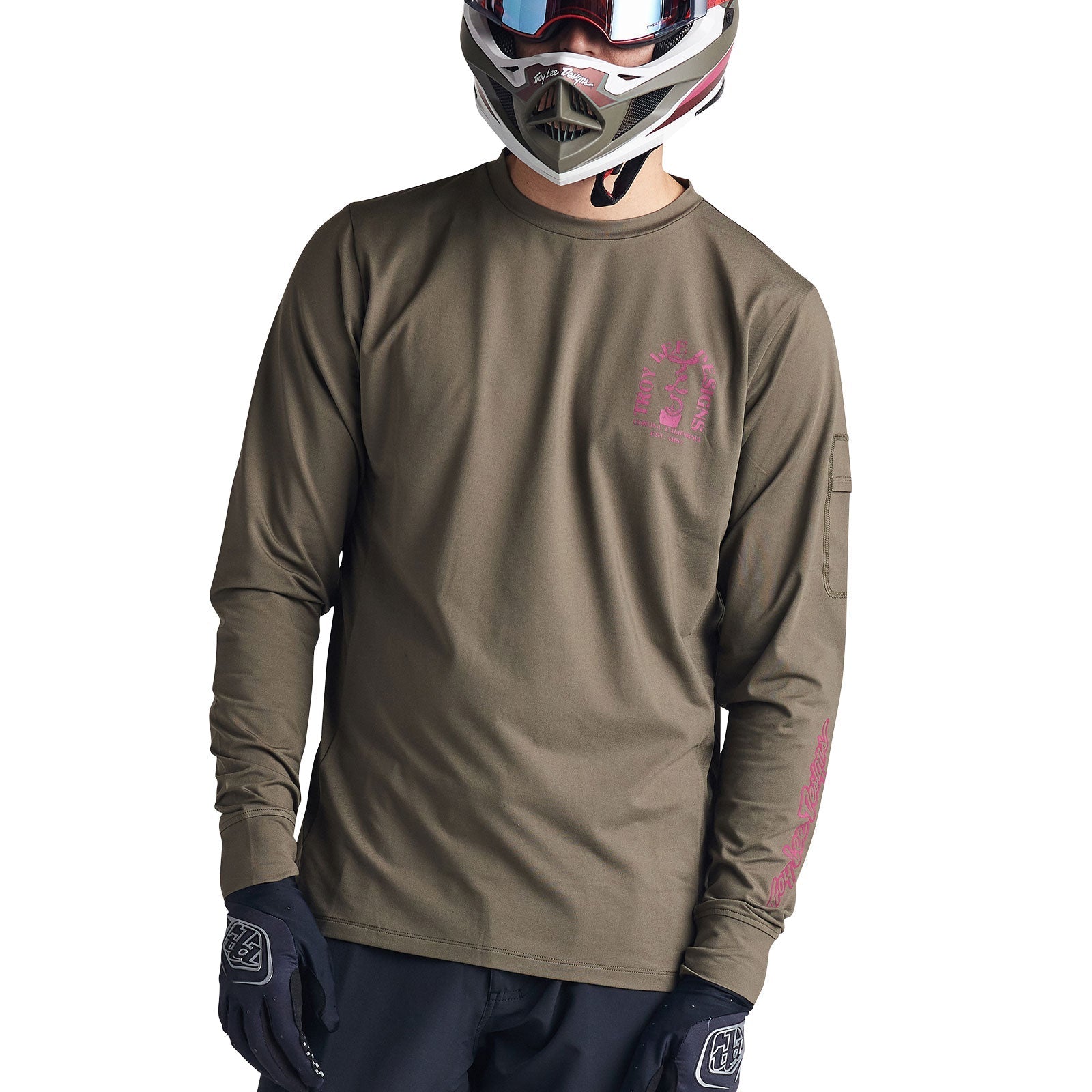 Troy Lee Ruckus Long Sleeve Ride Tee Fangs Olive