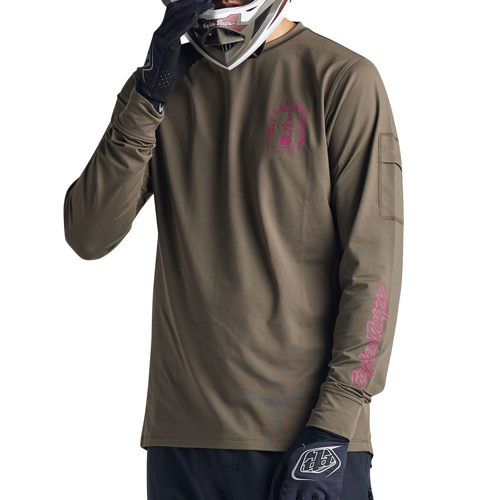 Troy Lee Ruckus Long Sleeve Ride Tee Fangs Olive