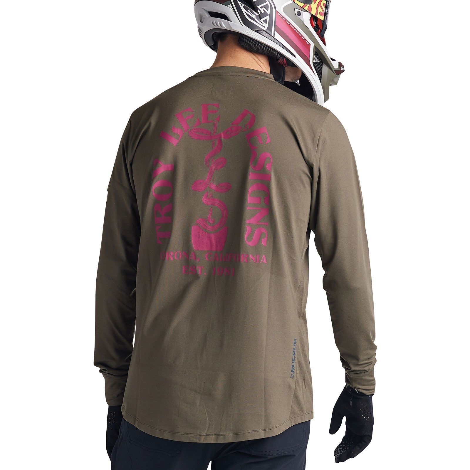 Troy Lee Ruckus Long Sleeve Ride Tee Fangs Olive
