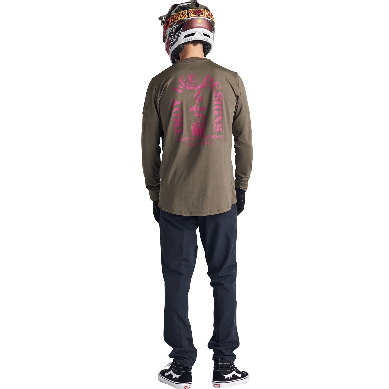 Troy Lee Ruckus Long Sleeve Ride Tee Fangs Olive