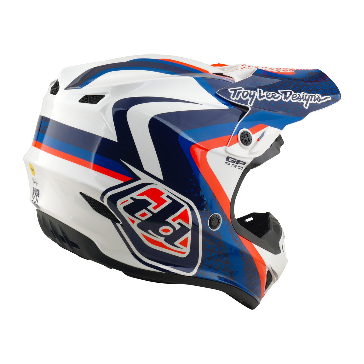 Casque GP Pro avec diapositives MIPS Blanc/Bleu