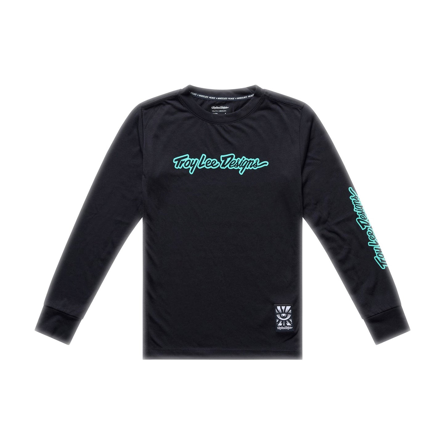 Youth Skyline Ride LS Tee Signature Black / Real Teal