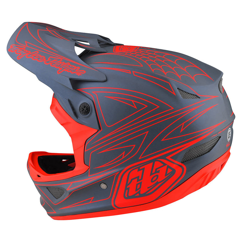 Troy Lee D3 FIBERLITE HELMET SPIDERSTRIPE Gray / Red