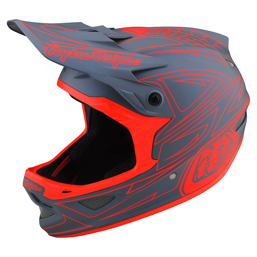 Troy Lee D3 FIBERLITE HELMET SPIDERSTRIPE Gray / Red