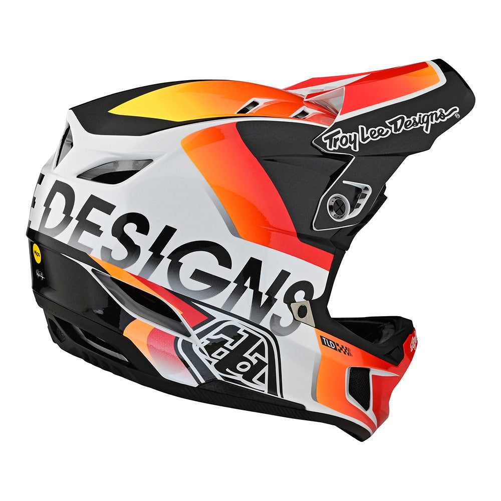 Troy Lee D4 Composite Helmet W/MIPS Qualifier White / Orange