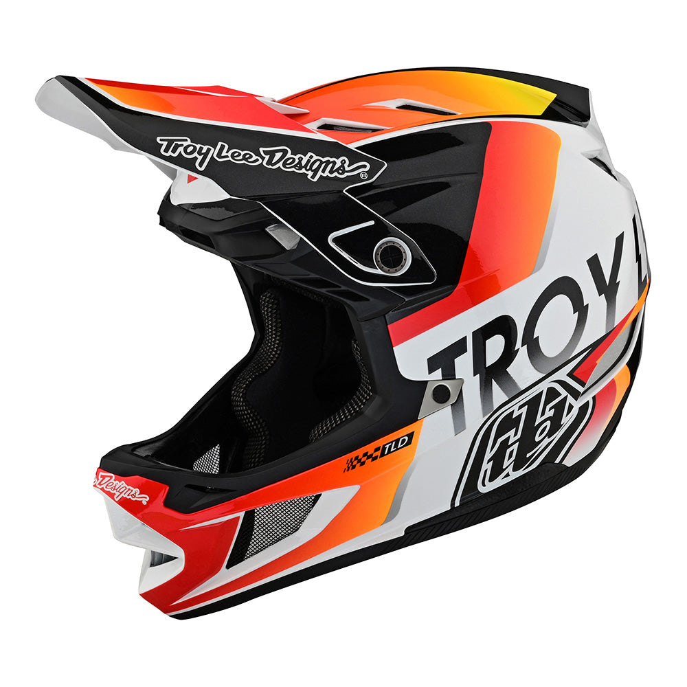 Troy Lee D4 Composite Helmet W/MIPS Qualifier White / Orange