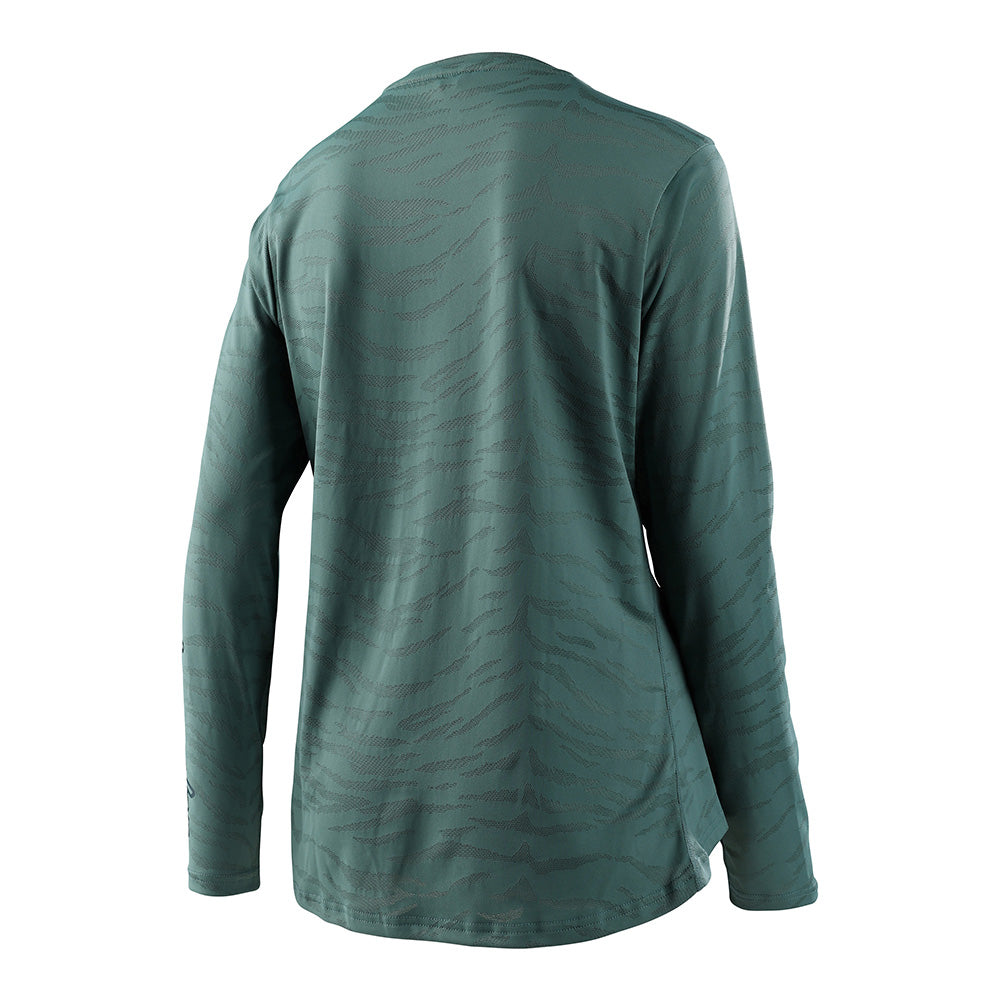 Troy Lee Womens Lilium LS Jersey Tiger Jacquard Steel Green