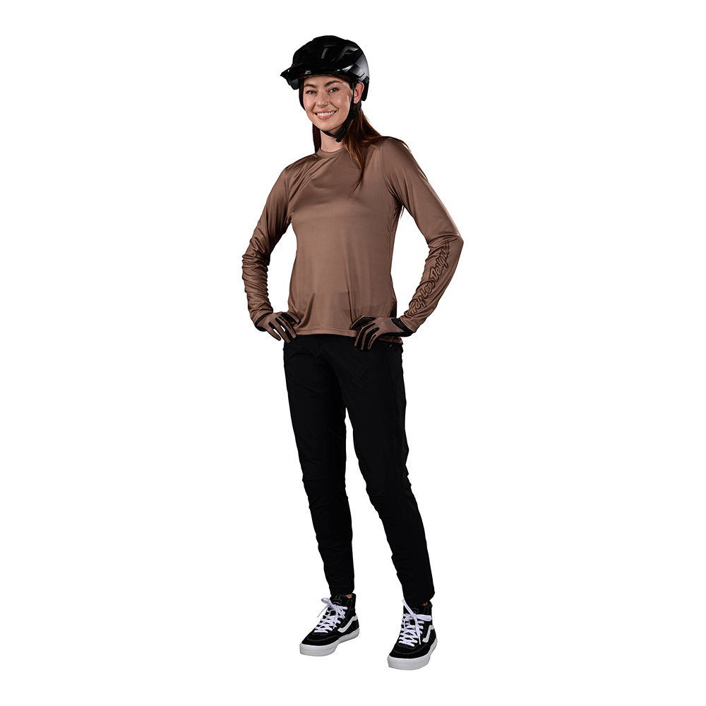 Troy Lee Womens Lilium LS Jersey Solid Coffee