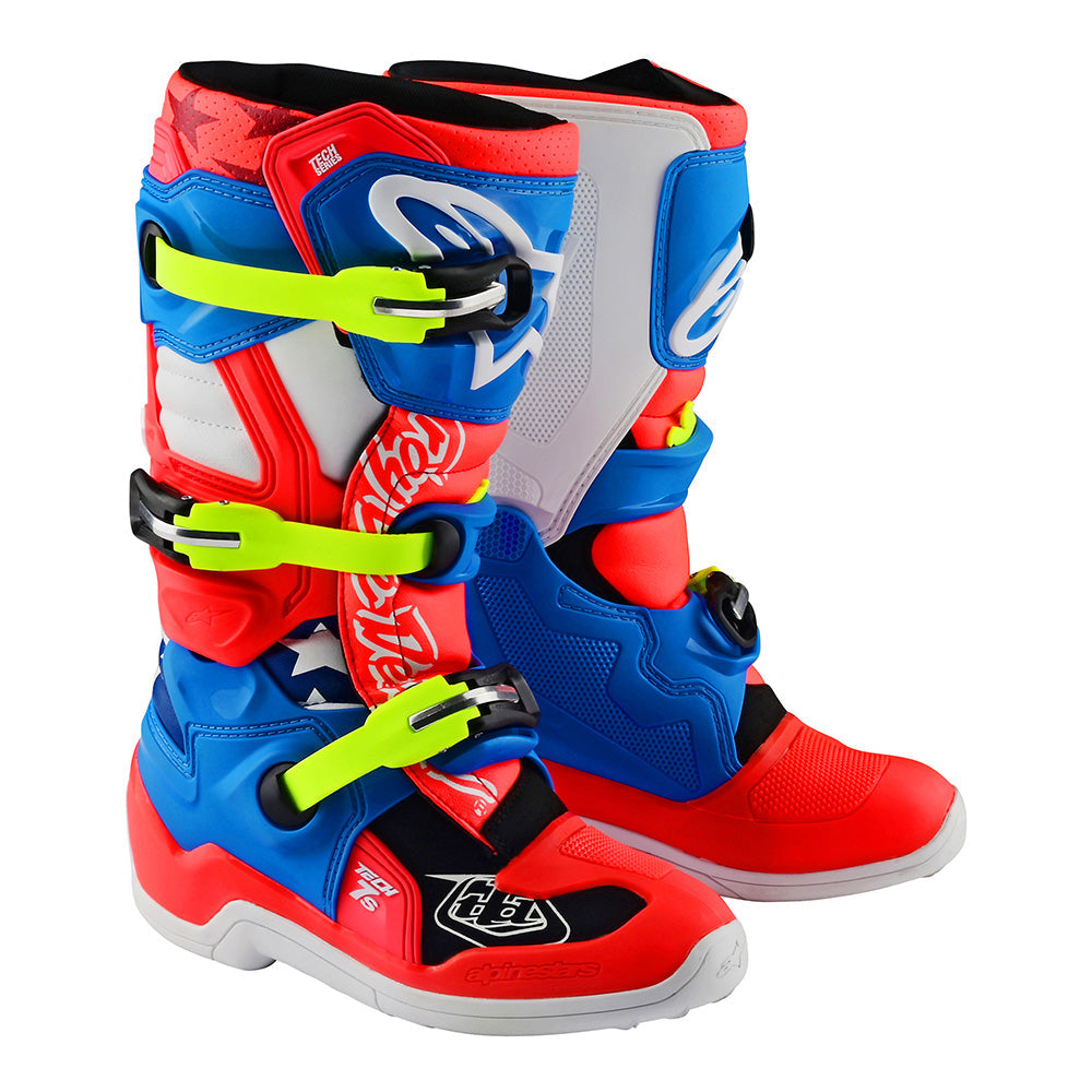 Youth Alpinestars Tech 7S MX Boot Solid Rocket Red White Blue