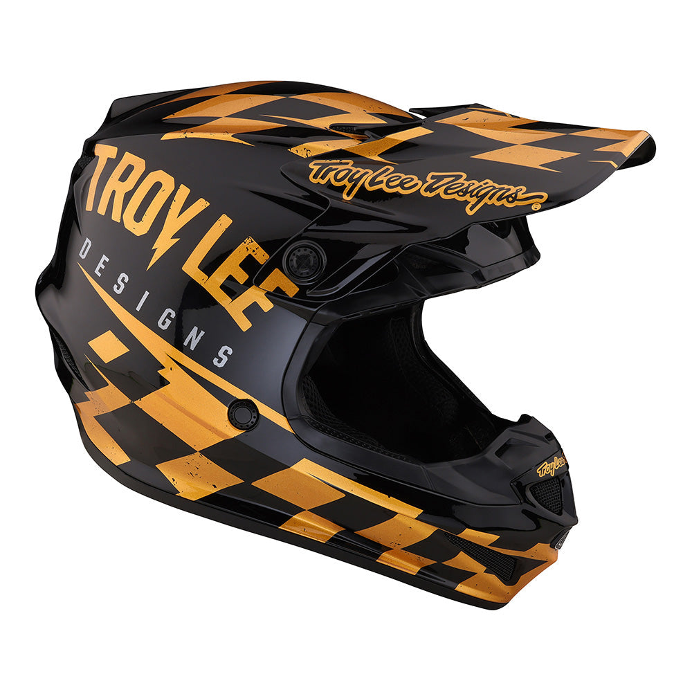 Troy Lee Youth SE4 Polyacrylite Helmet W/MIPS Race Shop Black / Gold
