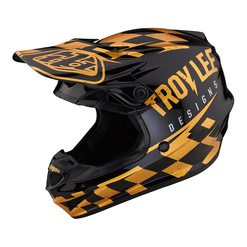 Troy Lee Youth SE4 Polyacrylite Helmet W/MIPS Race Shop Black / Gold